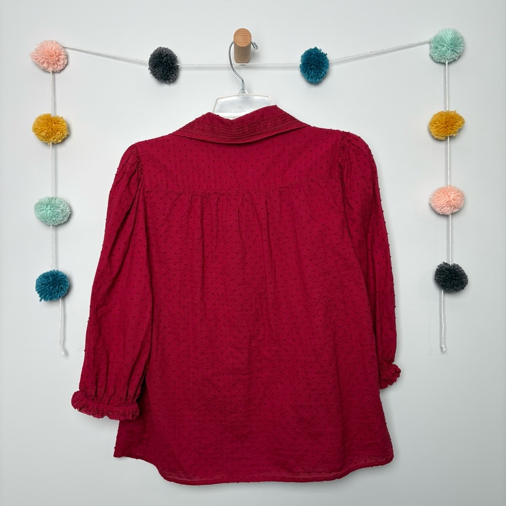 Sundance Red Button Up Collared Pintuck Shirt - image 7